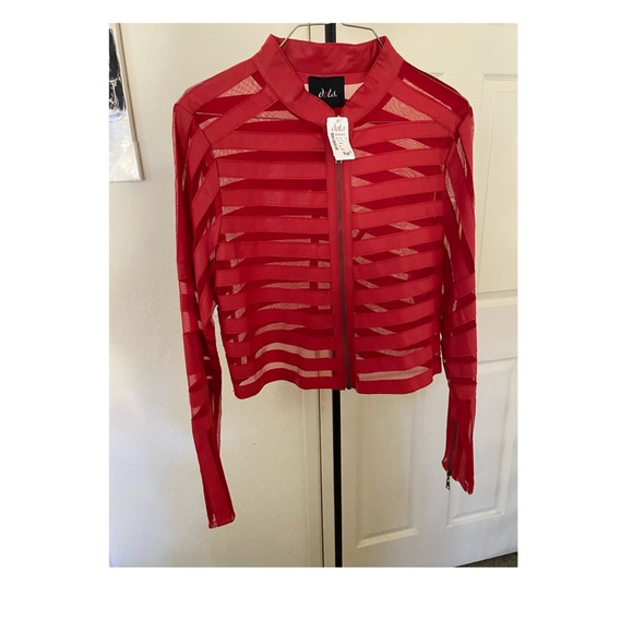 Dots Faux leather and mesh jacket - Picture 2 of 4